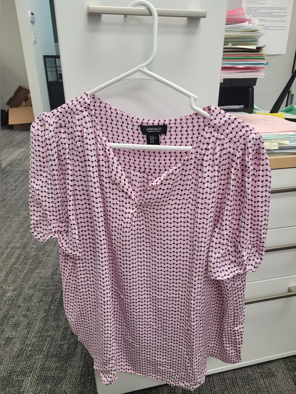 Women's Jones & Co Women's Pink & Navy Blouse Sz XL